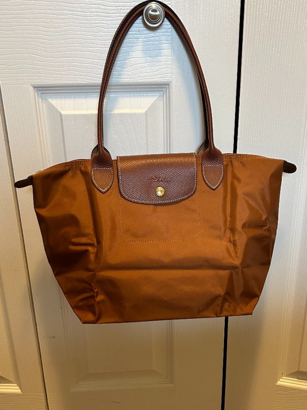 Longchamp Le Pliage Original Medium Tote bag in Cognac Recycled Canvas